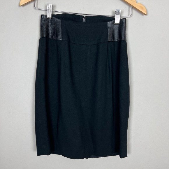 Shiatzy Chen Pencil Skirt‎ S Italian 40 Black Wool Blend...